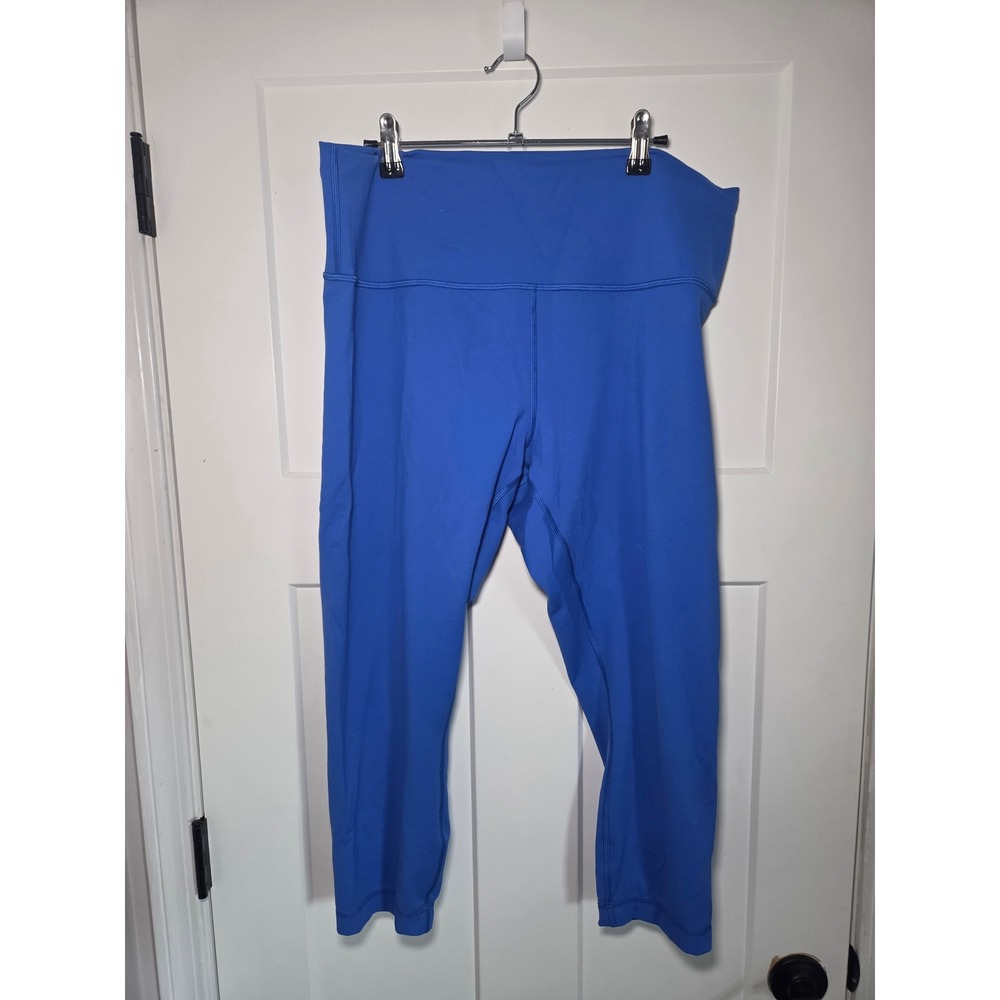Lululemon Wunder Train High Rise Crop 23 Blue Leggings Size 18 LW6BSCS